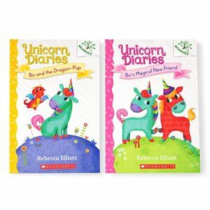 Rebecca Elliott UNICORN DIARIES Lot (2) books~Bo and Dragon-Pup/Bo’s Magical New